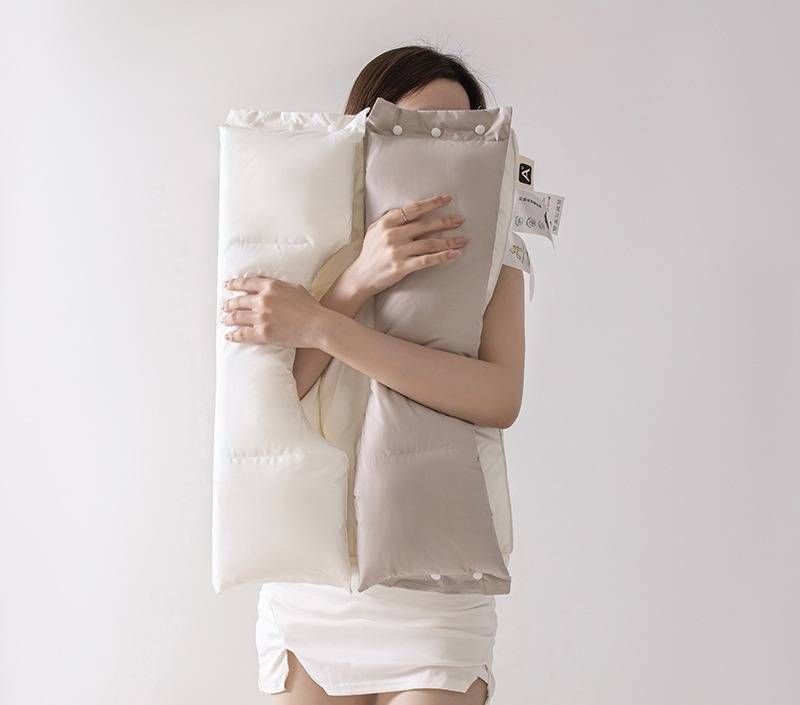 Cuscino di supporto cervicale in cotone traspirante - Altezza regolabile per alleviare il dolore al collo, antirughe e adatto a chi dorme di lato, biancheria da letto ipoallergenica_voghion.com