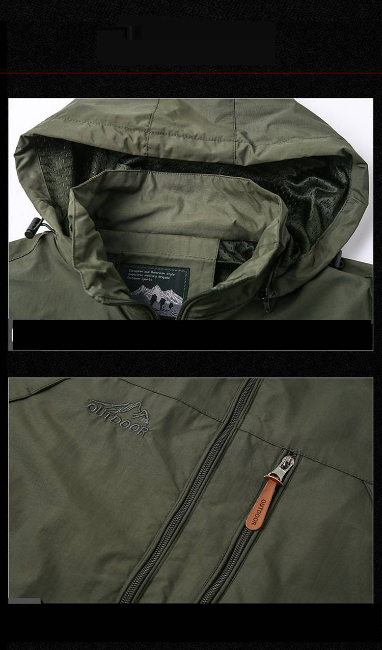 Men's Clothing Lightweight Hooded Windbreaker Jacket, Quick-Dry Outdoor Coat With Zipper Pockets, Breathable Casual Spring & Autumn Top_voghion.com