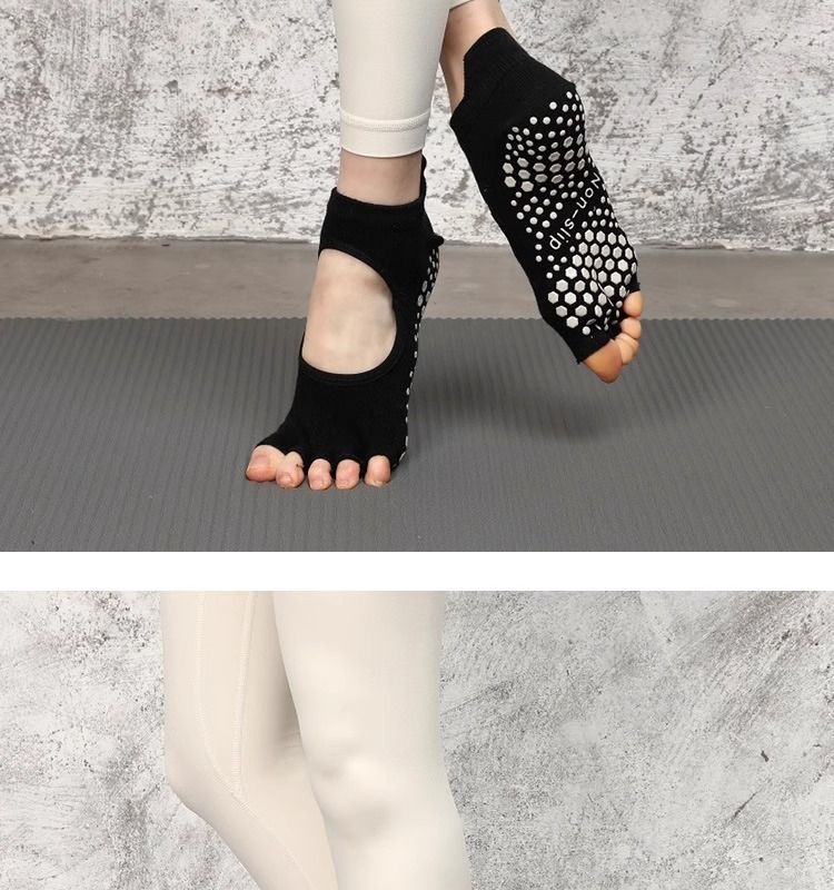 Calzini da yoga senza dita per donne e uomini - Calzini con dita separate e supporto dell'arco plantare per allenamenti di Pilates, Barre e palestra (3 colori neutri)_voghion.com