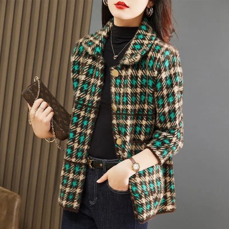 Cappotto stile Petite per donna, primavera, autunno, inverno, velluto di visone, nuovo elegante abito corto di alta moda di alta qualità_voghion.com