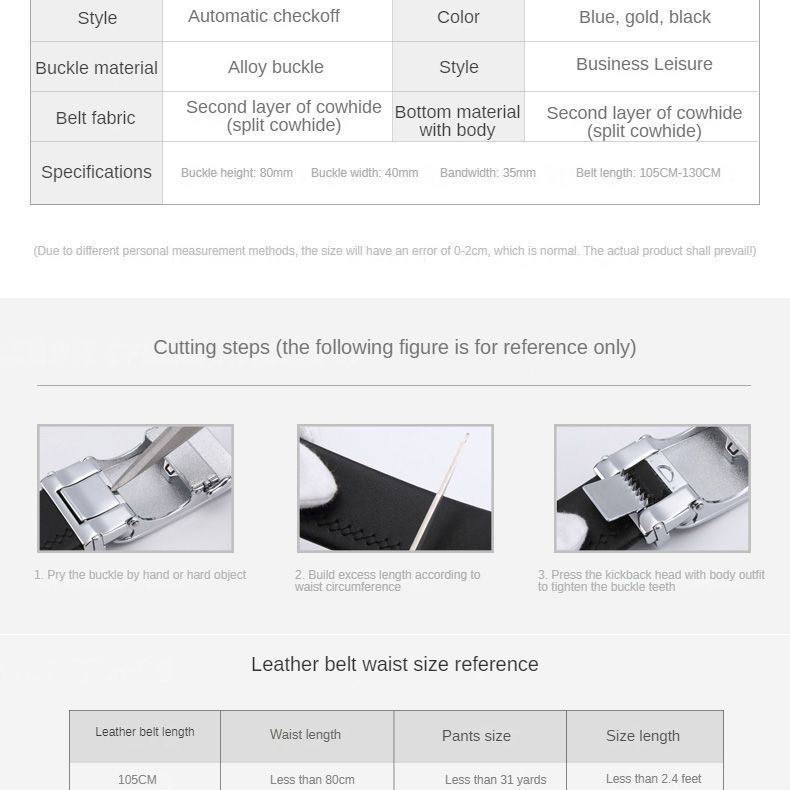 HOT GOLF Herren Gürtel aus echtem Leder mit automatischer Schnalle, trendiger Casual Business-Hosengürtel, vielseitig und einfach_voghion.com