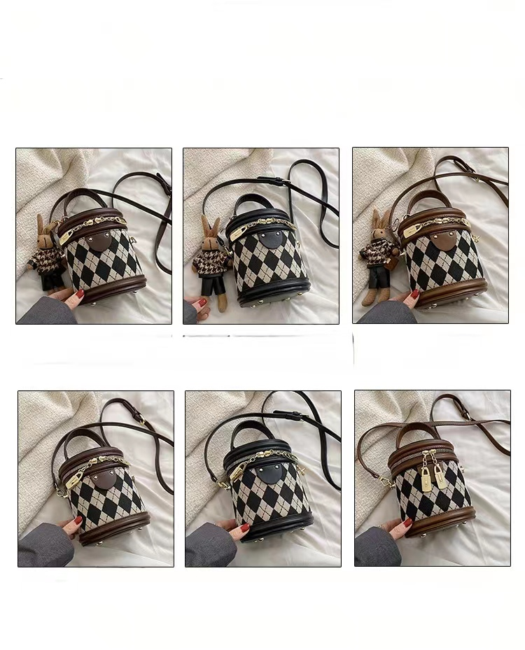 Borsa piccola popolare Borsa a tracolla portatile piccola folla di nuova moda 2023 da donna Borsa a secchiello portatile Texture Lingge_voghion.com