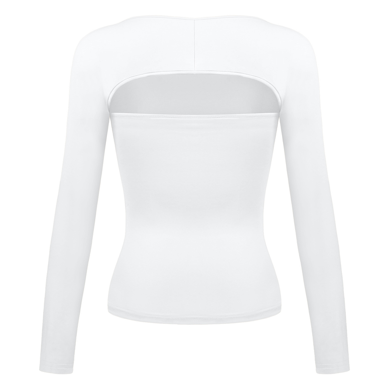 Sexy T-skjorte med tubetopp og langermet tettsittende bluse til dame, todelt sett med topper_voghion.com