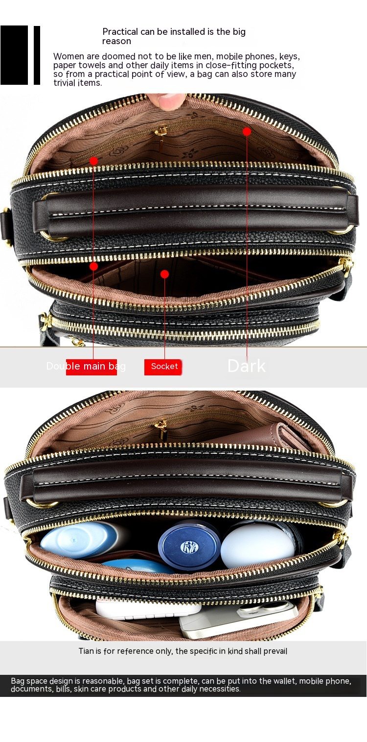 Soft Leather Texture Apple Bag with Multiple Compartments Portable Bag for Women's New High-end and Versatile Soft Leather One Shoulder Crossbody Bag_voghion.com