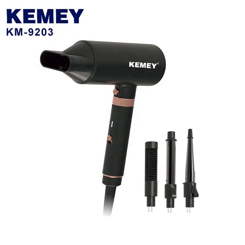 Kemey KM-9203 Set ricci e lisci Tubo riscaldante elettrico professionale a led 4 in 1 Pettine per asciugacapelli_voghion.com