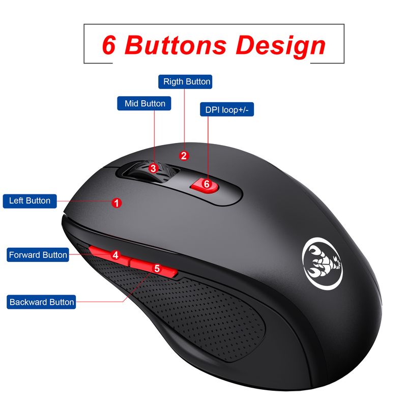 Nova 2.4G brezžična zvočna pisarniška miška s 6 gumbi, ergonomski oprijem_voghion.com