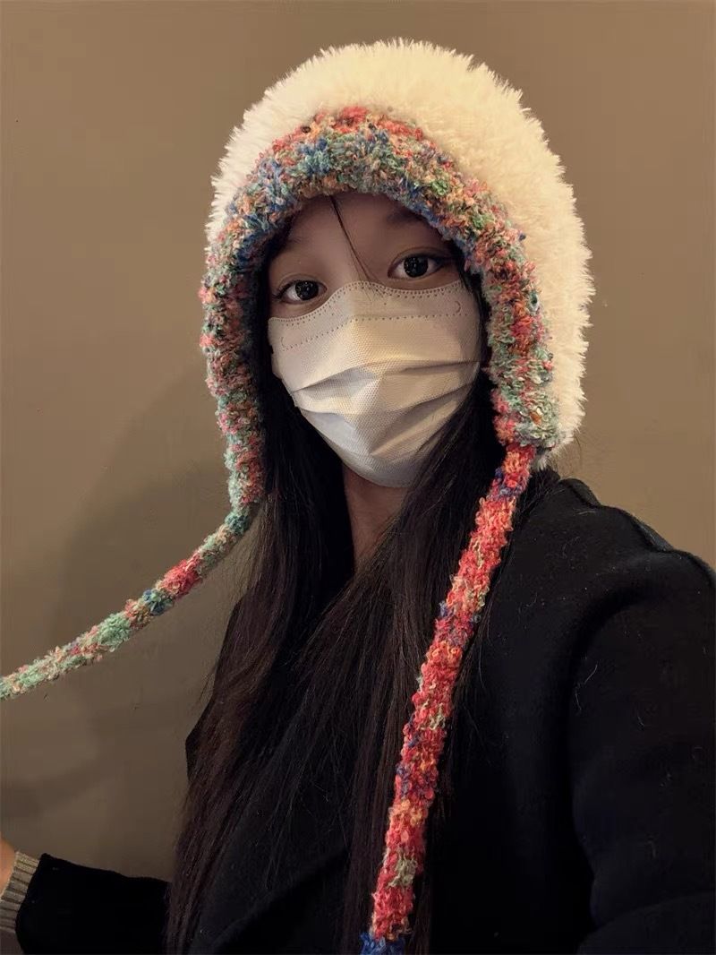 2024 Nuovo cappello lavorato a maglia con testa grande fatto a mano per bambini autunno e inverno, cappello lavorato a maglia con protezione per le orecchie caldo e spesso, mostra le dimensioni del viso_voghion.com