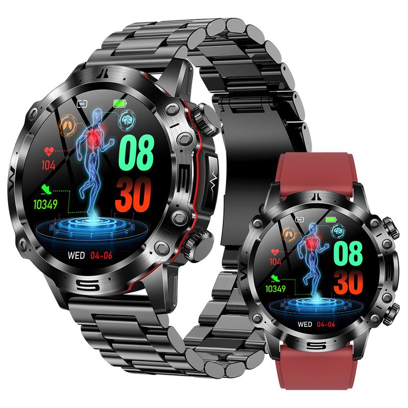 Montre intelligente ET482 Sports de plein air AMOLDE HD ECG Appel Bluetooth Glycémie non invasive_voghion.com