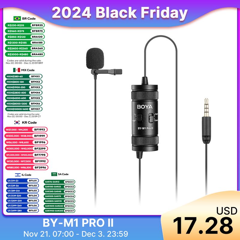 BOYA BY-M1 PRO II Condenser Lavalier Lapel Microphone for iPhone Android PC Computer Smartphone DSLR Streaming Youtube_voghion.com