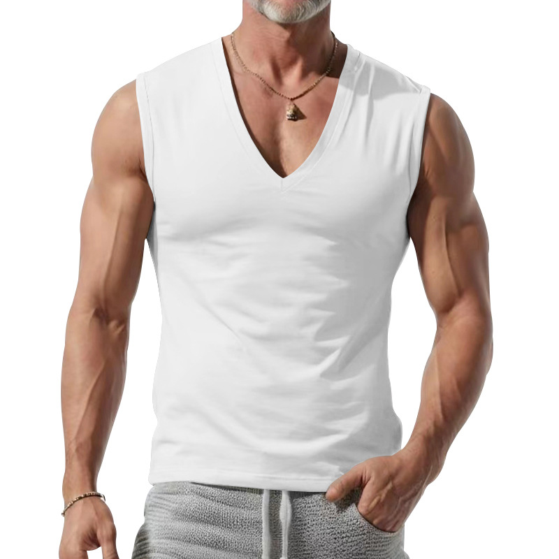 24 Gilet da uomo estivo, nuovo, tinta unita, ampio, con scollo a V, stile semplice e casual_voghion.com