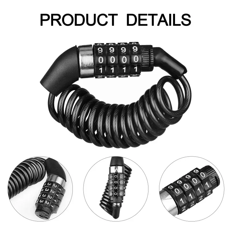 Bicycle Lock Bike Mini 4 Digit Password Lock Wire Mountain Bike Frame Durable Steel Wire Cable Helmet Locks Bicycle Acce_voghion.com