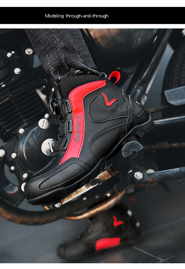 Pantofi noi de motocicletă pentru bărbați și femei, ghete de motocicletă off-road pentru patru sezoane, ghete scurte de curse, echipament de călătorie cu autoblocare pentru motociclete_voghion.com
