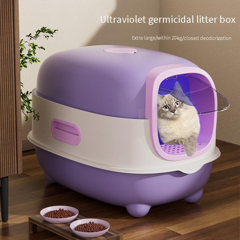 Cat Supplies Cat Litter Box Extra Large Huge Cat Toilet Ultraviolet Sterilization Fully Enclosed Cat Litter Box Cat Feces Box_voghion.com