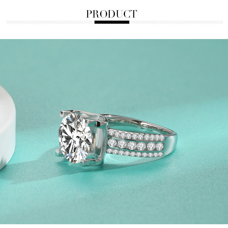 Anello in argento con moissanite, testa di toro, classico, intarsiato, anello di nozze di lusso leggero alla moda_voghion.com