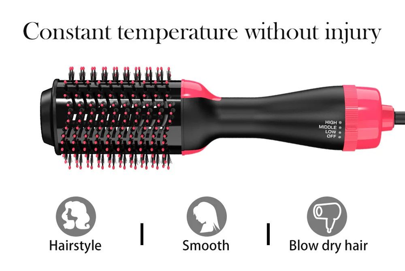 Haartrocknerbürste für Damen, Haartrockner, Glätteisen, Lockenwickler, Massagegerät, 4-in-1, schnelle Erwärmung, One-Step-Volumizer, Heißluft-Haarbürsten_voghion.com