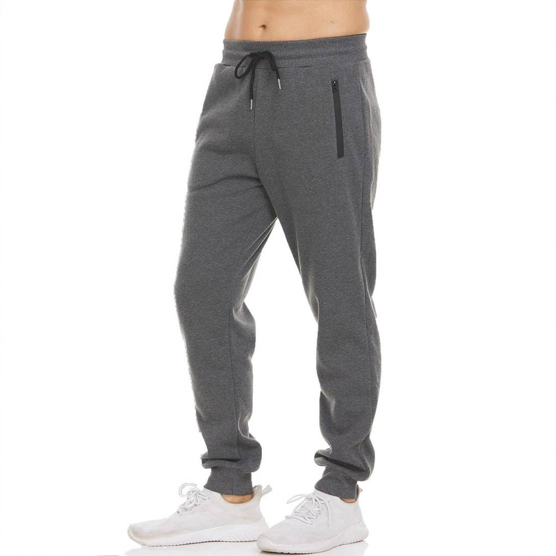Fleece joggingbroek voor heren met ritszakken - Zachte en warme atletische loungebroek voor hardlopen, sportschool en vrijetijdskleding (zwart, grijs, marineblauw, S-3XL)_voghion.com