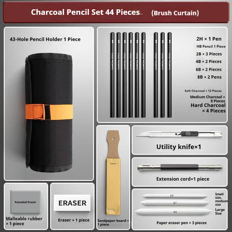 Professional Sketch Pencil Set For Artists - 12B To 2H Graphite & Charcoal Pencils, Ideal For Beginners, Students & Sketching Enthusiasts_voghion.com