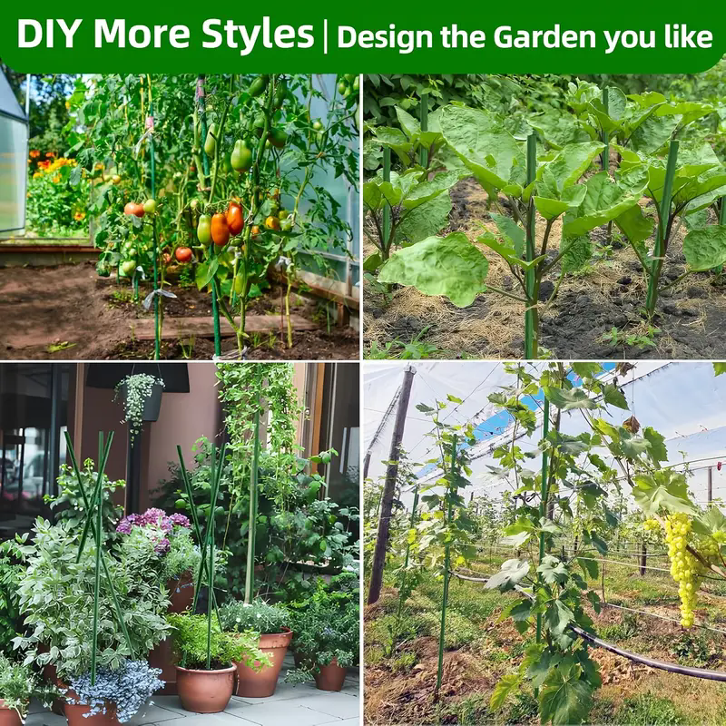 Paletto da giardino per esterni, lungo 40 cm, set da 40, paletto per pomodori fai da te da 80/120/160 cm, asta di supporto per picchetti in lega di alluminio rivestita in plastica_voghion.com