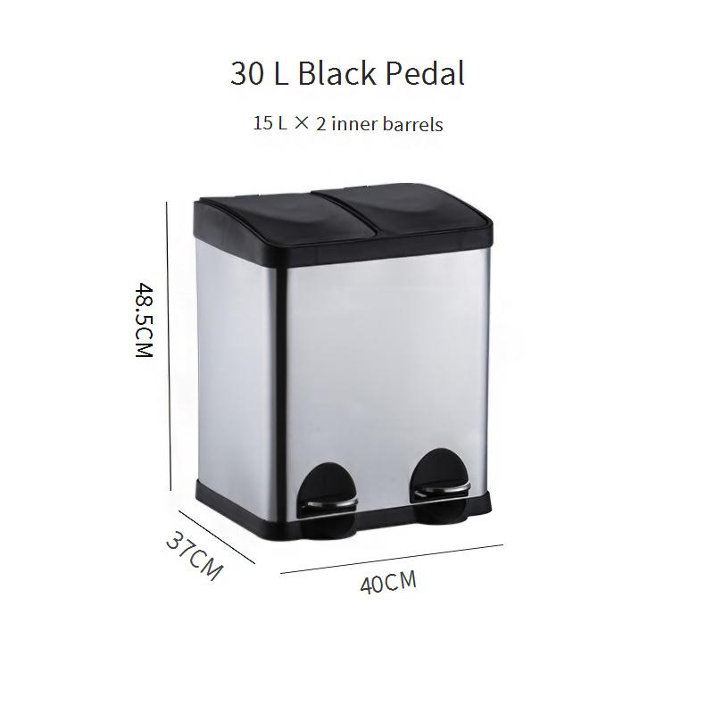 Pattumiera a doppio scomparto in acciaio inox per uso in cucina, ufficio e commerciale con coperchio - Capacità 18L/30L/45L/60L, resistente e antiodore_voghion.com