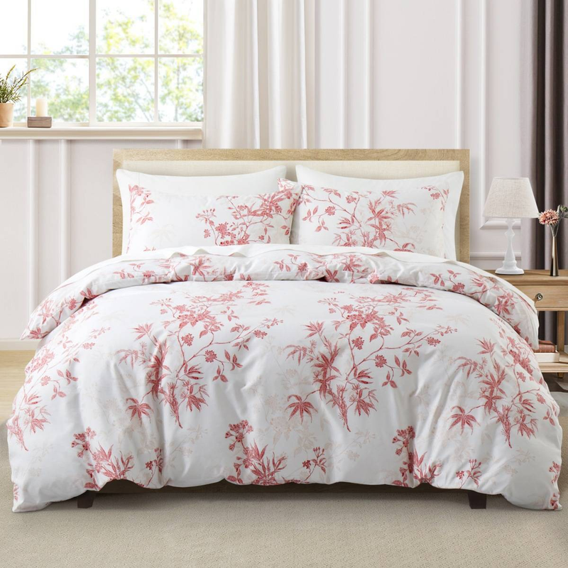 Parure de lit à motif branche rouge - Housse de couette en microfibre brossée douce de style nordique_voghion.com