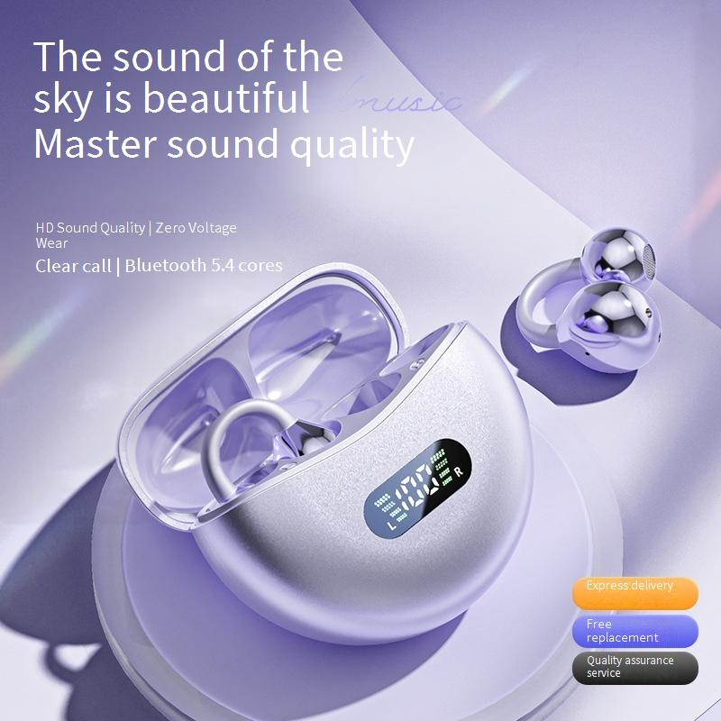 Open-Ear Bluetooth Earbuds, Wireless Clip-On Earphones With Hybrid Bone Conduction, 8H Playtime, Hi-Fi Stereo Sound, IPX5 Waterproof, Noise Reduction_voghion.com