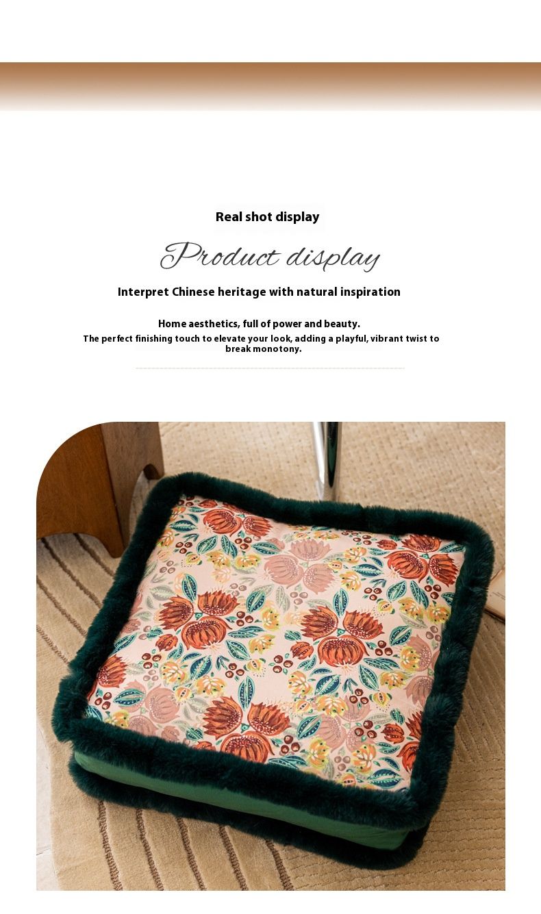 Cuscino decorativo da pavimento floreale - Cuscino quadrato e rotondo in peluche con imbottitura in cotone PP, pouf versatile per casa, ufficio e uso esterno_voghion.com