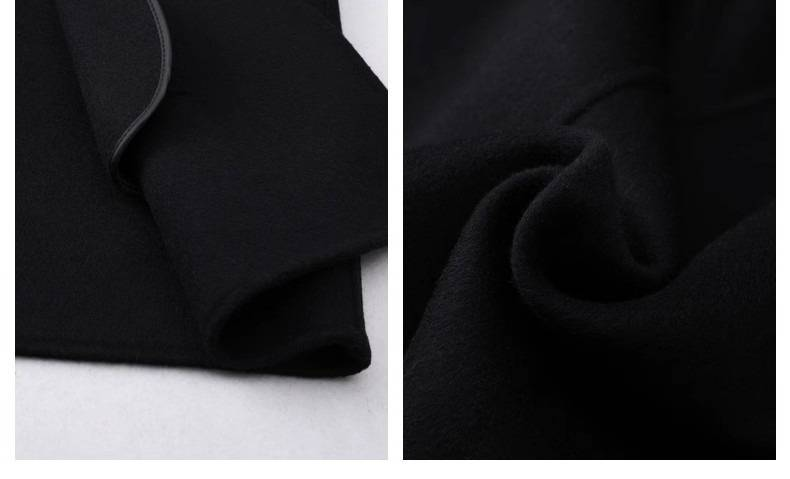 Men's Long Wool Blend Double-Faced Overcoat With Notched Lapel - Plus Size Business Casual Winter Coat In Black & Charcoal Grey_voghion.com
