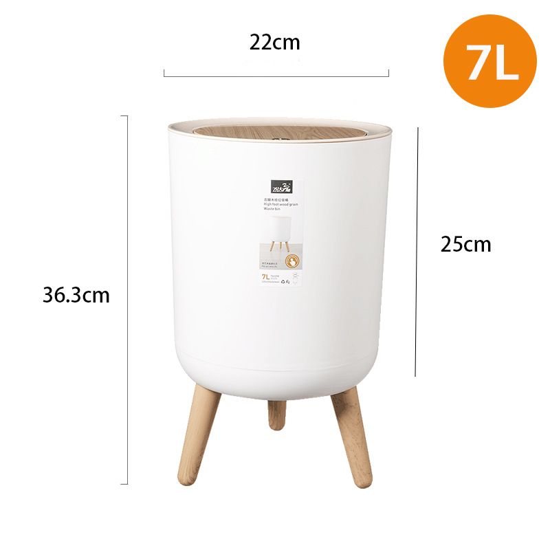 Cestino per rifiuti con coperchio a pressione da 7 litri – Cestino per rifiuti rotondo in plastica per casa, cucina, bagno (leggero, facile da pulire)_voghion.com