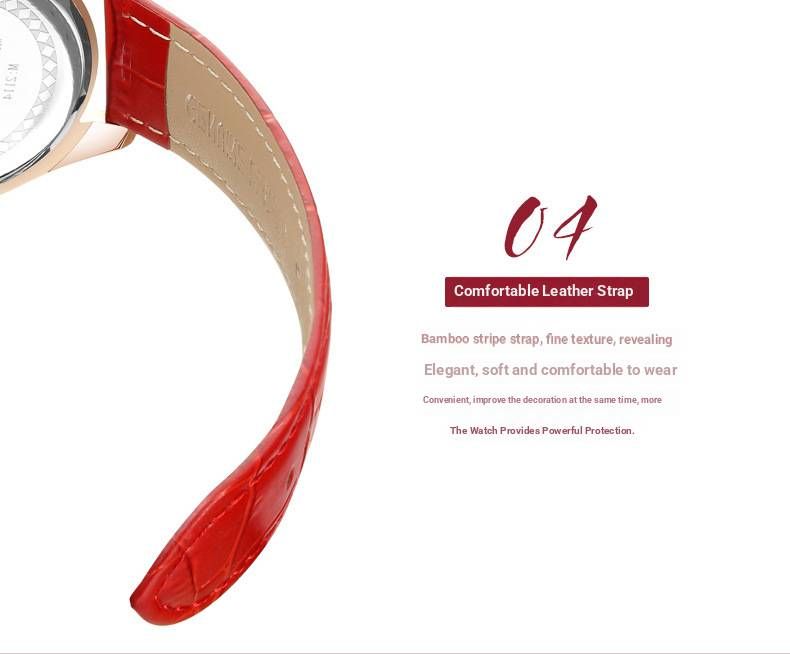 Elegante orologio al quarzo da donna – Orologio alla moda con cinturino in vera pelle da 37 mm e dettagli decorativi (opzioni bianco/oro rosa)_voghion.com