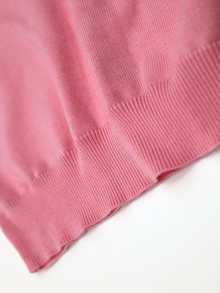 Abbigliamento donna Maglione girocollo a maniche corte con fiori a contrasto di colore rosa dolce_voghion.com