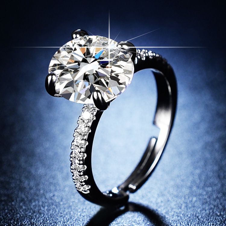Live streaming light luxury design fashionable diamond inlaid moissanite one carat open zircon ring for women_voghion.com