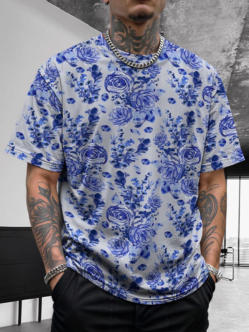 Camicia a maniche corte comoda e versatile da uomo, con stampa tie-dye, graffiti hip-hop e moda artistica estiva_voghion.com