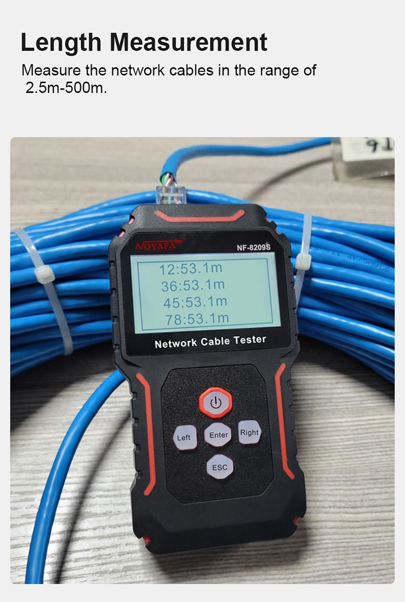 NOYAFA NF-8209S Network Cable Tracker Cat5 Cat6 PoE Tester Detect Length Continuity Test With NCV & Lamp_voghion.com