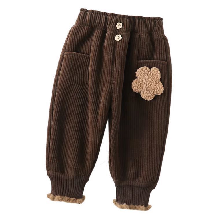 Neue Mädchen Samthose mit integriertem Samt, Kleidung für Baby Mädchen, Winterwärme, Cord Freizeithose, trendy_voghion.com