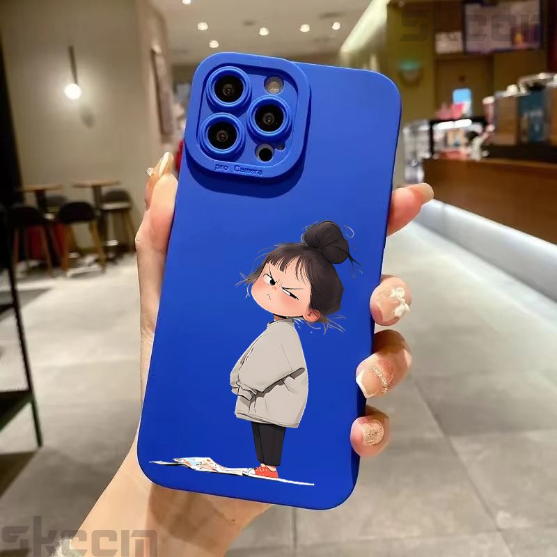 Cute Cartoon Little Girl Printed Silicone Case For Samsung Galaxy S25 Ultra S24 Plus S23 S22 S21 S20 FE A55 A54 A15 A35 Cover_voghion.com