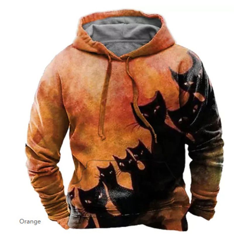 Felpa con cappuccio casual da uomo, nuova stagione 2025, a maniche lunghe, con cappuccio, per Halloween_voghion.com