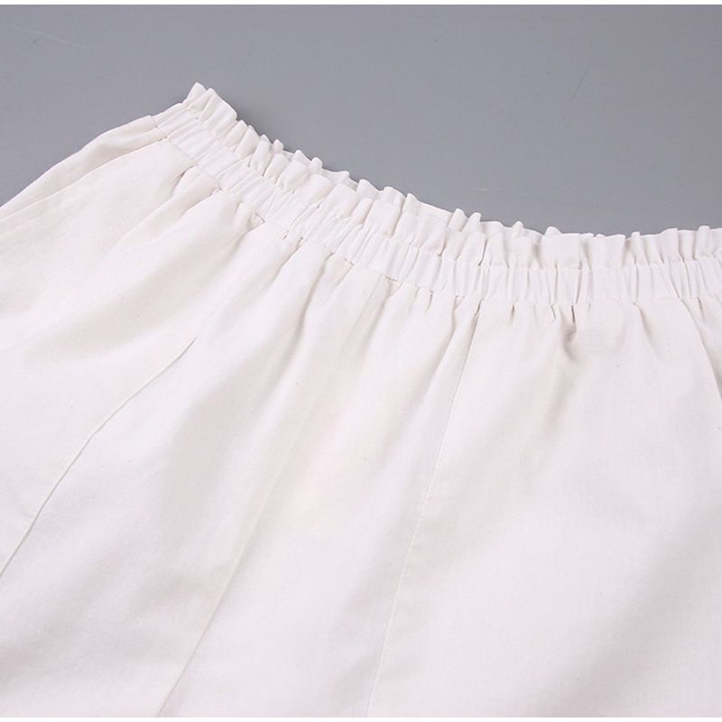 Top e pantaloncini da donna in cotone e lino sciolti primaverili ed estivi in due pezzi, abiti corti da donna di nuova moda_voghion.com