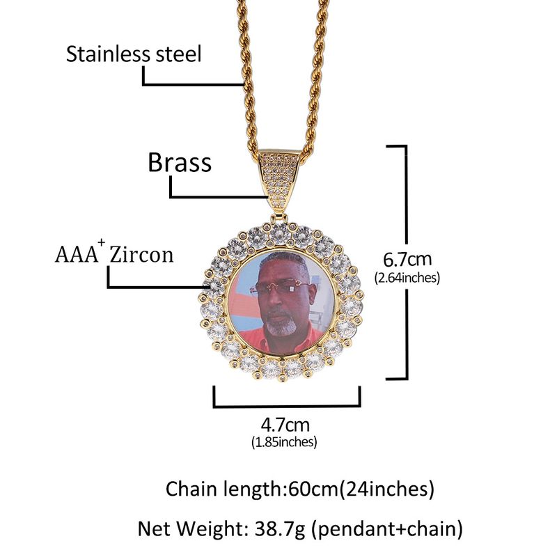 New Product Hip Hop Round Diamonds Personalized DIY Photo Pendant Necklace Fashion Men's and Women's Accessories_voghion.com