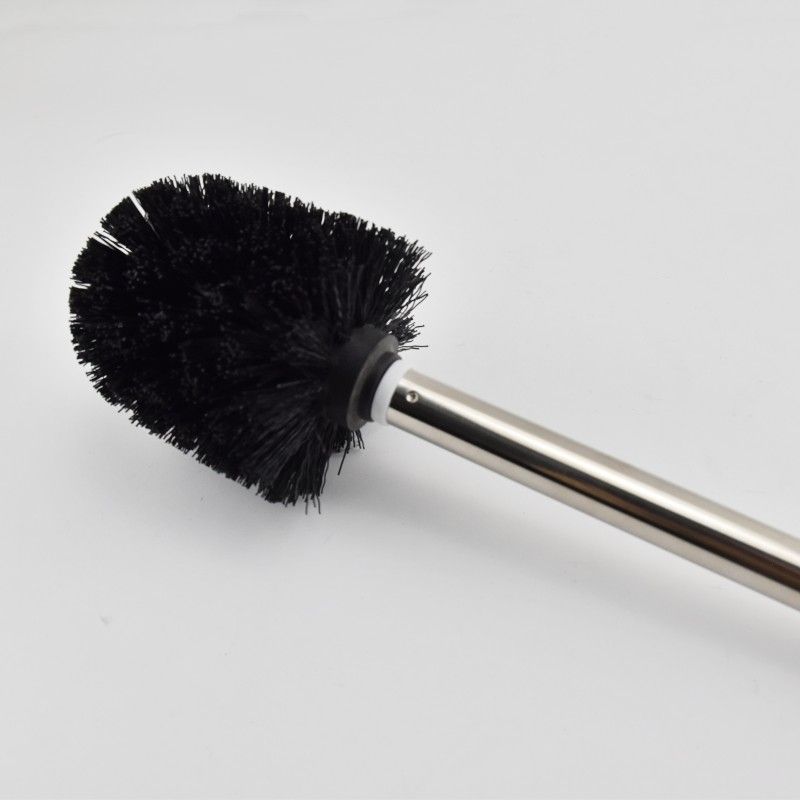 Scopino per WC nero e manico in acciaio inox, scopino per WC con setole ad alta densità per bagno, orinatoio corto, nero_voghion.com