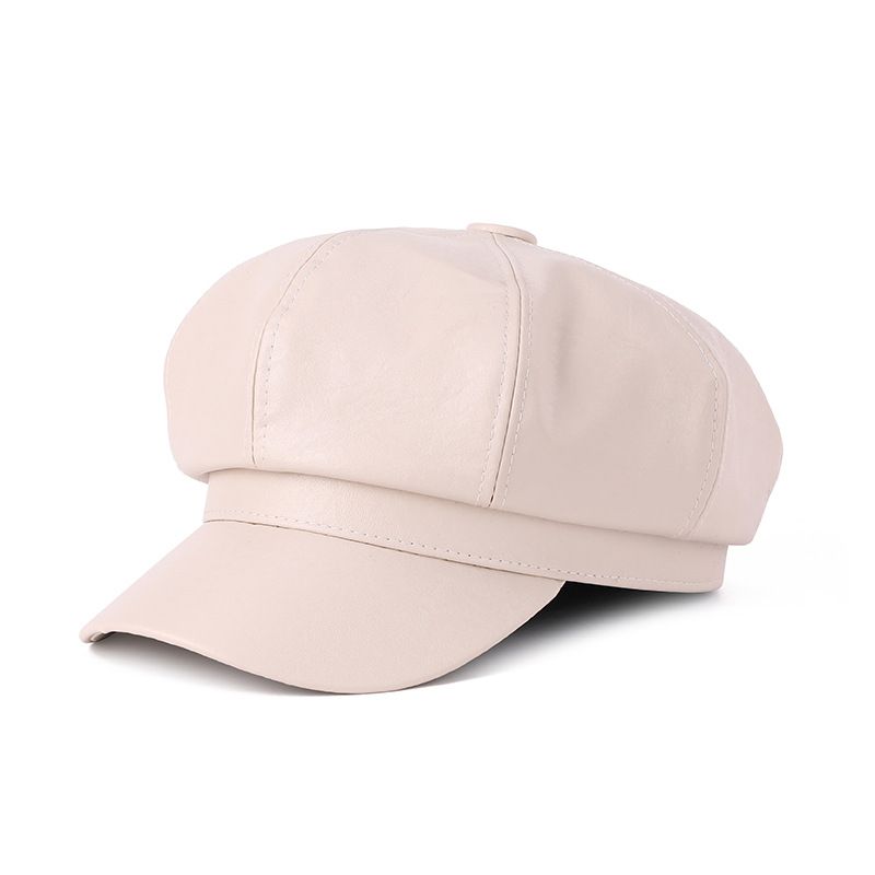 for Women Beret Korean Style Autumn Winter Duckbill Hat Leather Octagonal Baseball Cap_voghion.com