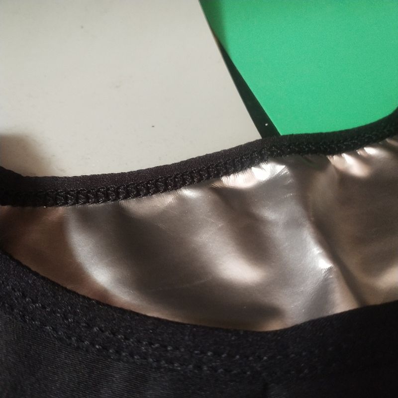 Vêtements de sport à couverture complète, revêtement argenté, réduisant la transpiration, réduisant la graisse, modelant le corps, manches courtes, col rond, noir, vêtements de yoga et de sauna_voghion.com