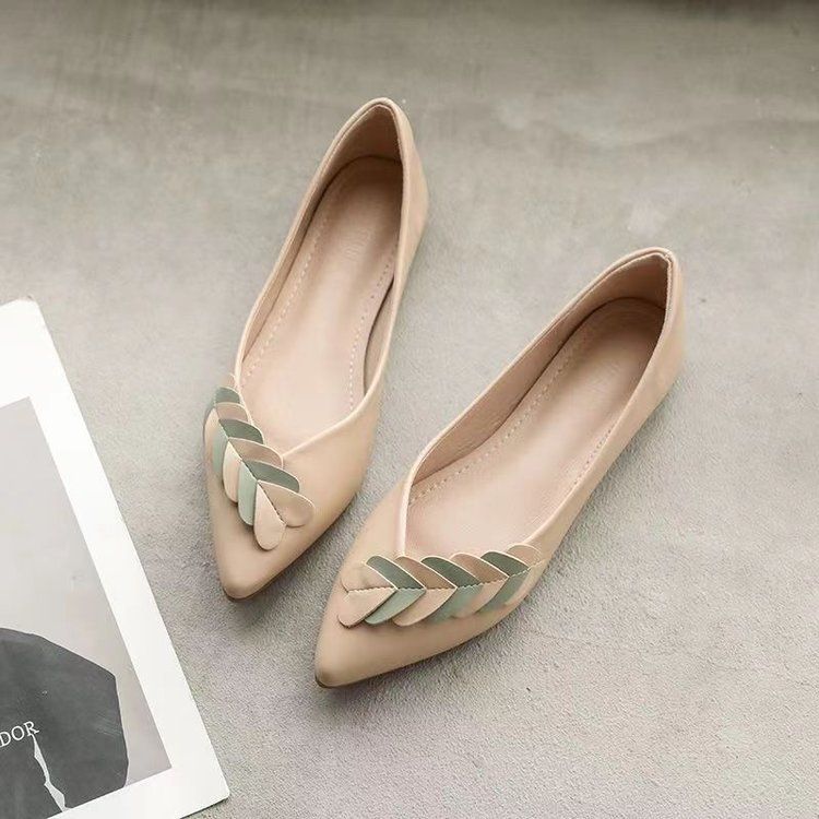 Shallow Single Shoes Women's Flat-bottomed Pointed Doudou Shoes Soft Soles Are Not Tired Of Standing For A Long Time_voghion.com
