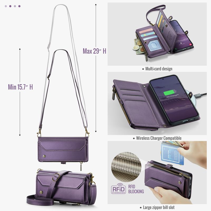 TechGlobe Crossbody-Handyhülle ZFold6 mit Reißverschluss, A56 Flip-Multifunktions-Lederhülle – passend für Samsung S25edge._voghion.com