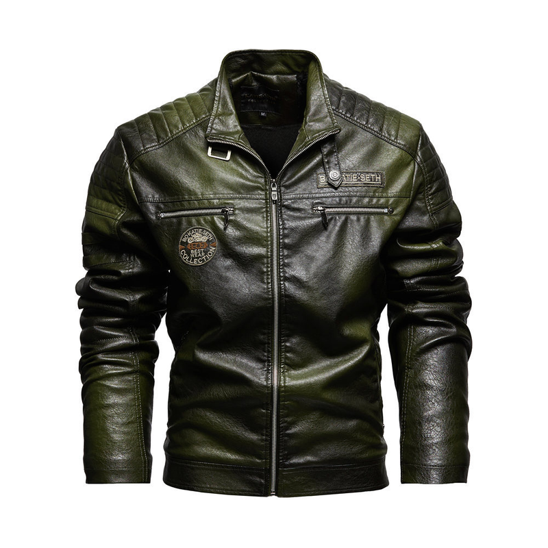 Suitable For All Seasons 【English Details】European Size Leather New Men's PU Coat Motorcycle Jacket With Fleece Lining_voghion.com