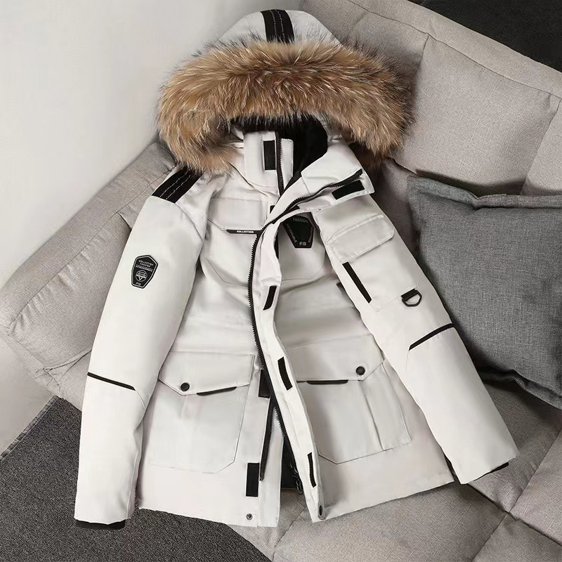 Piumino di tendenza classica da uomo di media lunghezza, spesso, caldo, alla moda, semplice_voghion.com