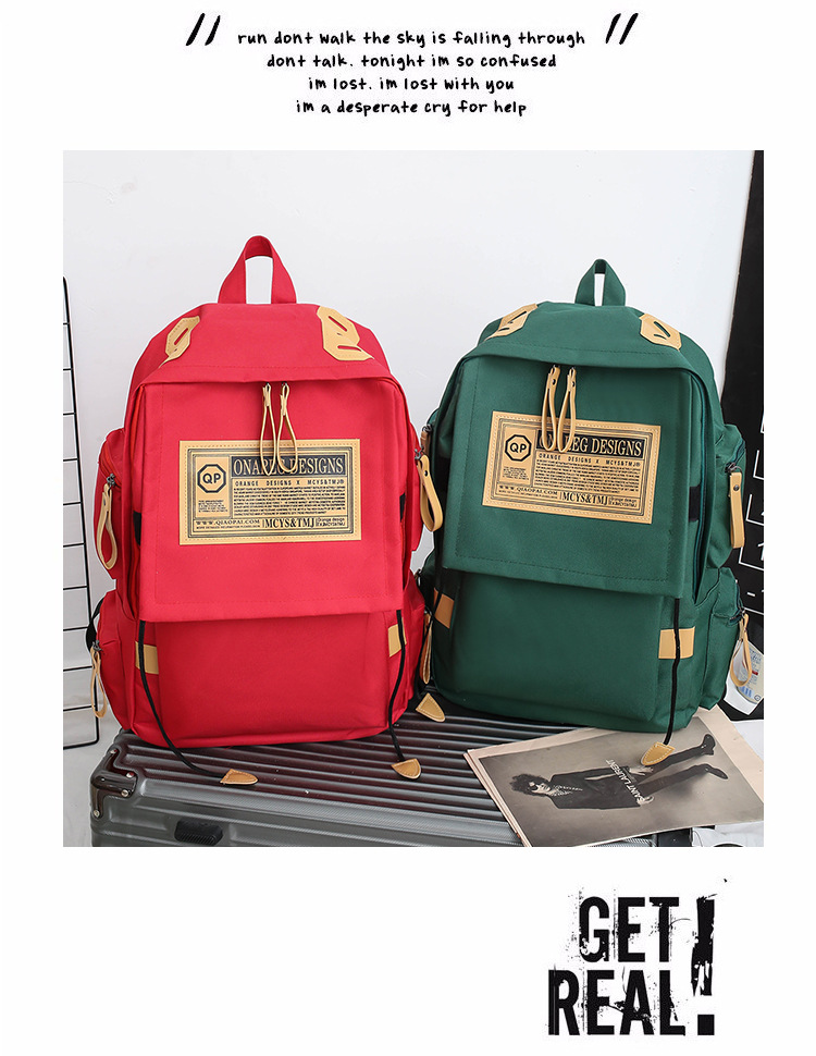Canvas backpack large capacity travel computer men's backpack couple collegiate style female high school college student school bag_voghion.com