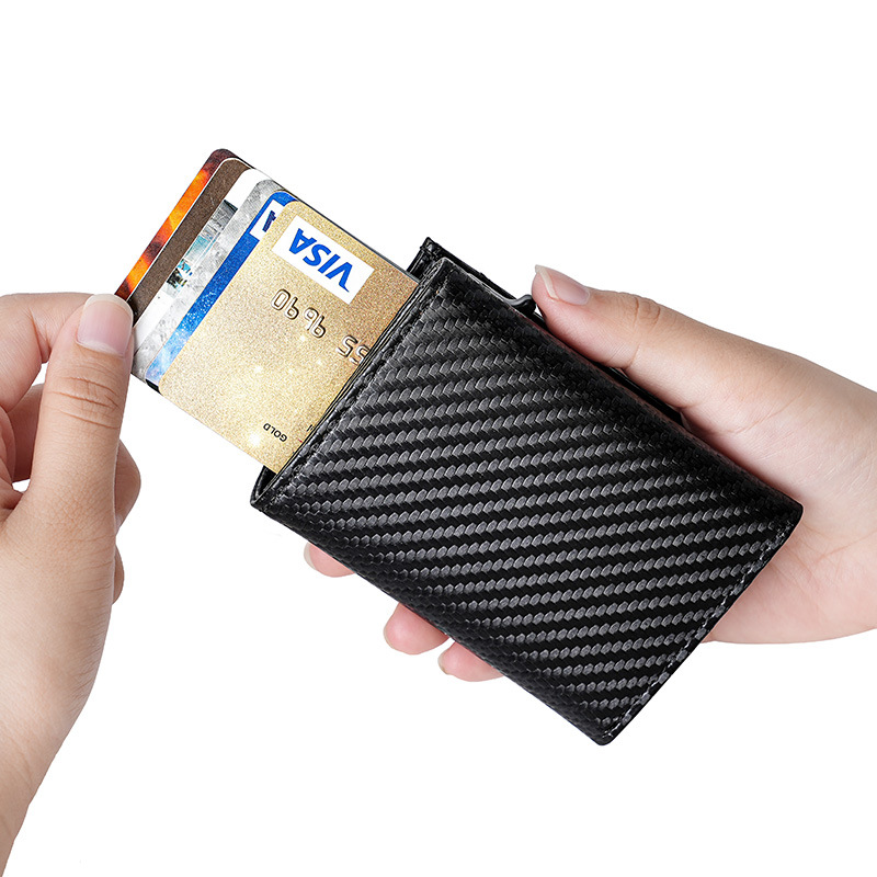 Kreditkortshållare för ID-kort, Lyxig plånbok för män och kvinnor, stöldskyddande, skanningsskyddande, krypterad plånbok i äkta läder, smalt mini-pengklämma, skyddande fodral_voghion.com