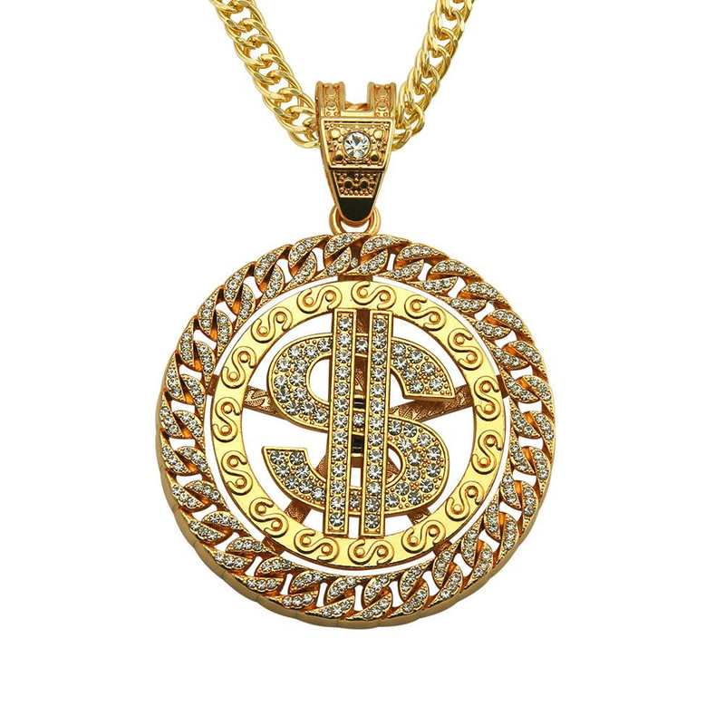 Hot Hip Man Übertrieben Europäischen Und Amerikanischen Hiphop Dia Dollar Anhänger Halskette_voghion.com