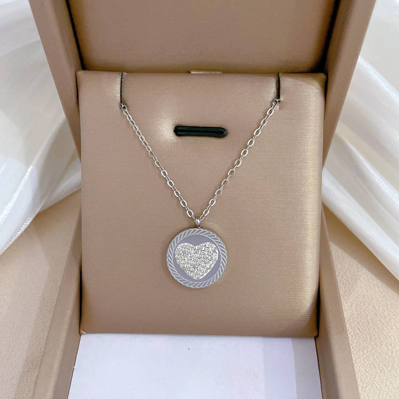 Stainless Steel Micro Paved Cubic Zirconia Shell Heart Earring Bracelet Pendant Necklace for Women Gold Color Plated Choker Chain Jewelry Set_voghion.com