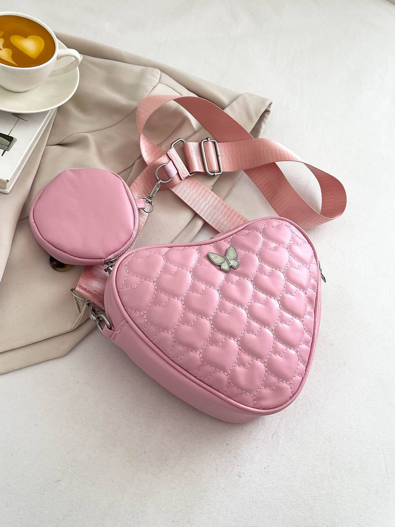 Geantă crossbody în formă de inimă, casual, de culoare pură, pentru femei, geantă de umăr pătrată elegantă, cu geantă mică agățată_voghion.com